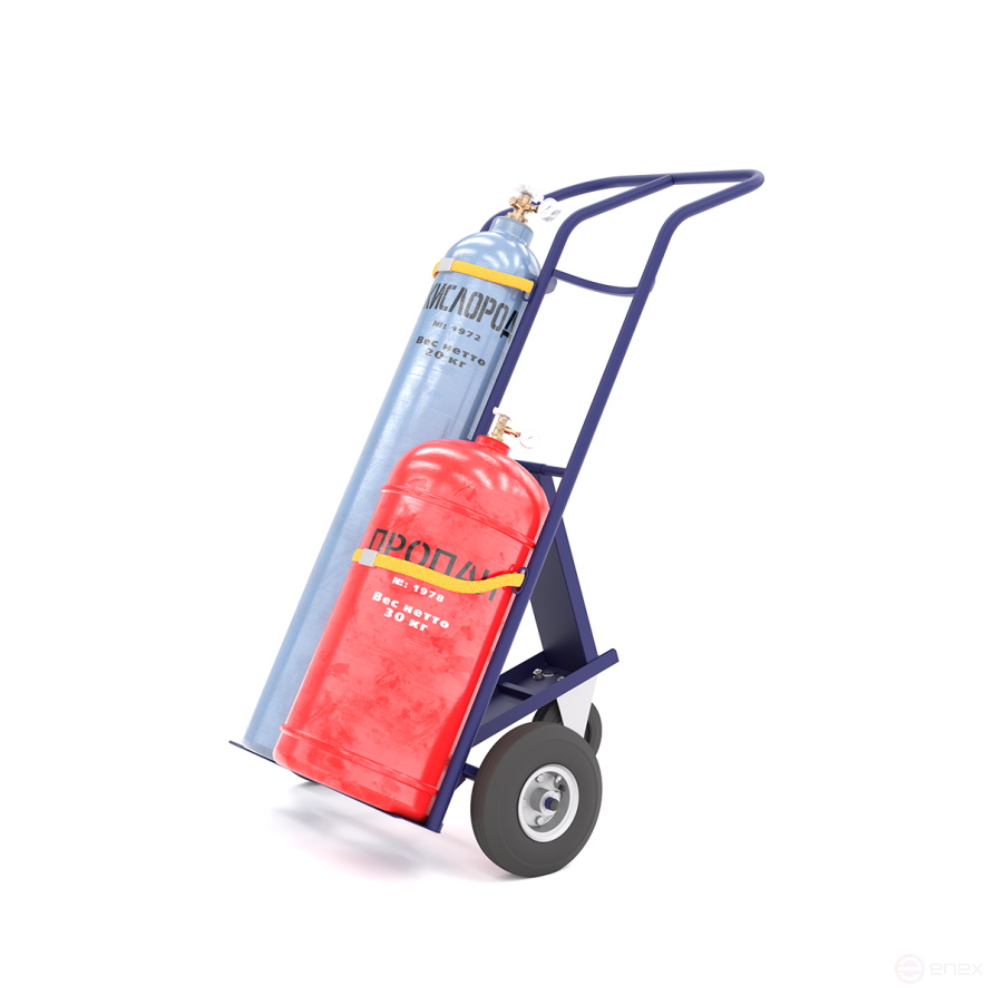 Тележка для перевозки двух баллонов с фиксацией ремнем КП 2.1 (колеса d380мм вспененный полиуретан)