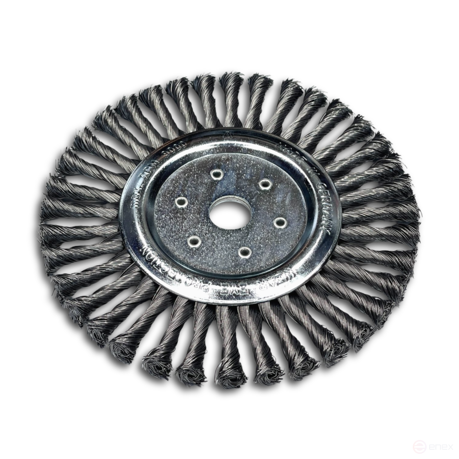 Щетка дисковая жгутовая, Д200 мм, ширина 14 мм, 36 жгутов, стальная прямая проволока STH 0,80 мм, посадочное отверстие 22,2 мм