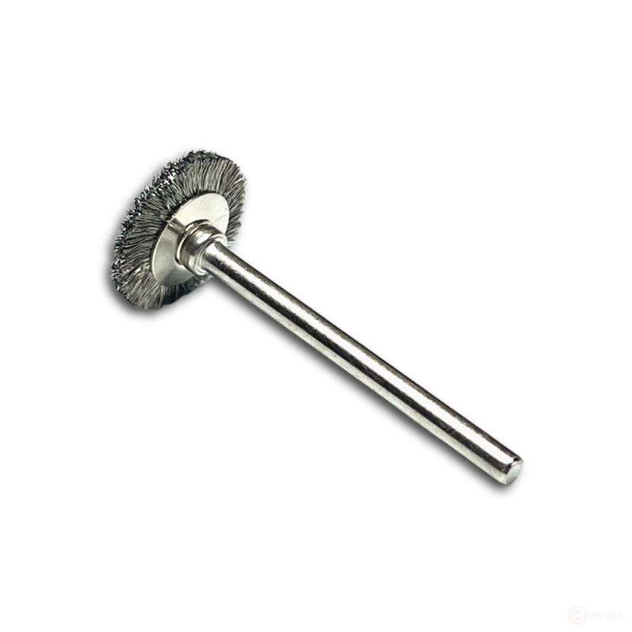 Cylindrical corrugated brush, D22 mm, shank 3 mm, brass corrugated wire MES 0.10 mm