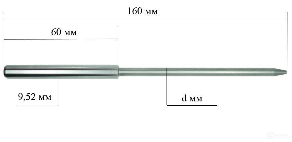 The pilot guide is cylindrical, Ø 6.96, 160 mm