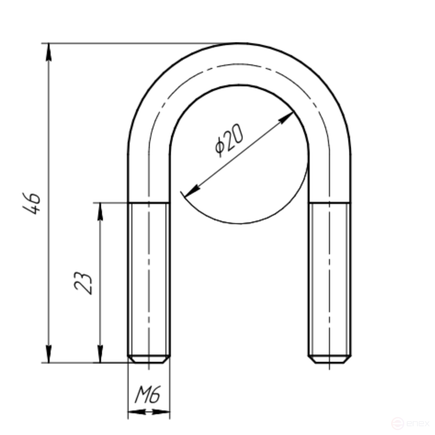 Керн Комплект хомут U образный гост 24137-80 м6х20 + 2 гайки + 2шайбы. Оцинкованный. 10 комплектов RKU00060182010