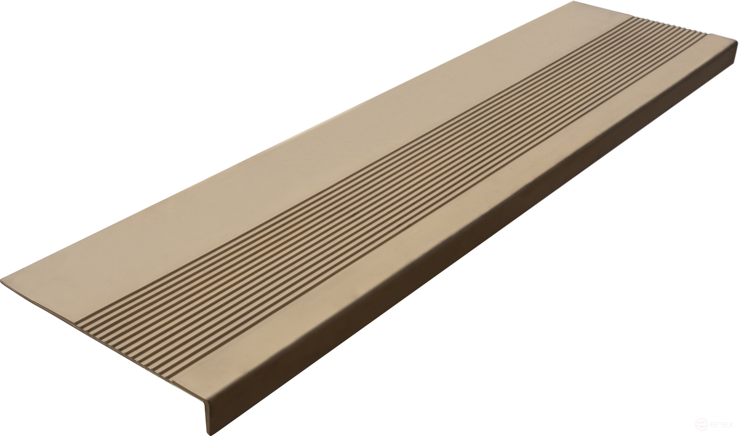 Rubber anti-slip step pad (Tread) Elongated grooved 1200x300x30 / beige color