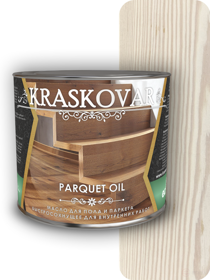 Quick-drying oil for floors and parquet Kraskovar Parquet oil Snow-white 2.2 l.
