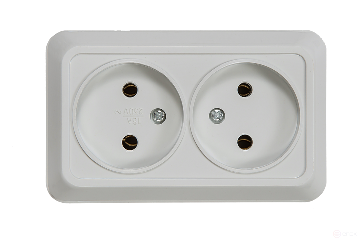 Розетка двойная BOLLETO белая накладная 7102 IN HOME