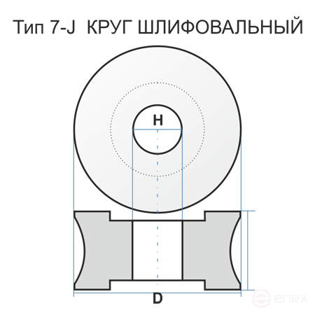 Круг шлифовальный 7-J 400 150 100 25А 54 Q 6 V 35 чертеж 238000