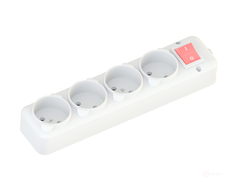 Plug NE-AD 4 sockets with switch, without grounding