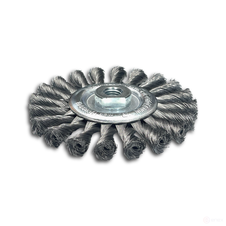 Щетка дисковая жгутовая, Д150 мм, ширина 14 мм, 26 жгутов, стальная прямая проволока STH 0,35 мм, посадка М14