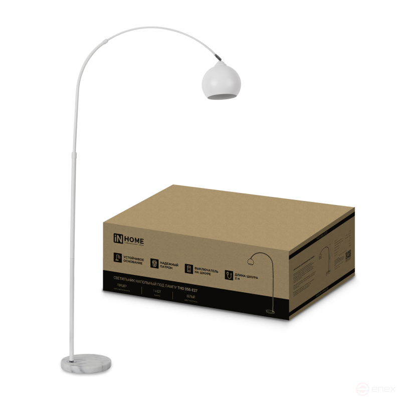 Светильник напольный под лампу ТНО 05-Е27Б 230В белый плафон, белый корпус IN HOME