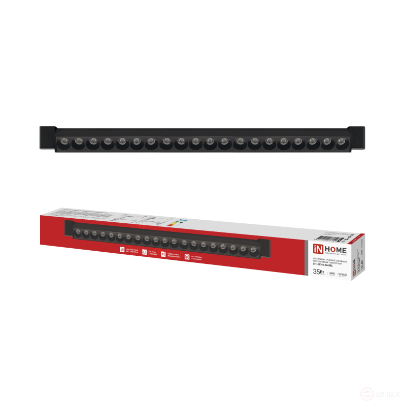 Светильник трековый линейный светодиодный поворотный LTP-LENS 3540BL 35Вт 4000К 60гр 598мм черный IN HOME