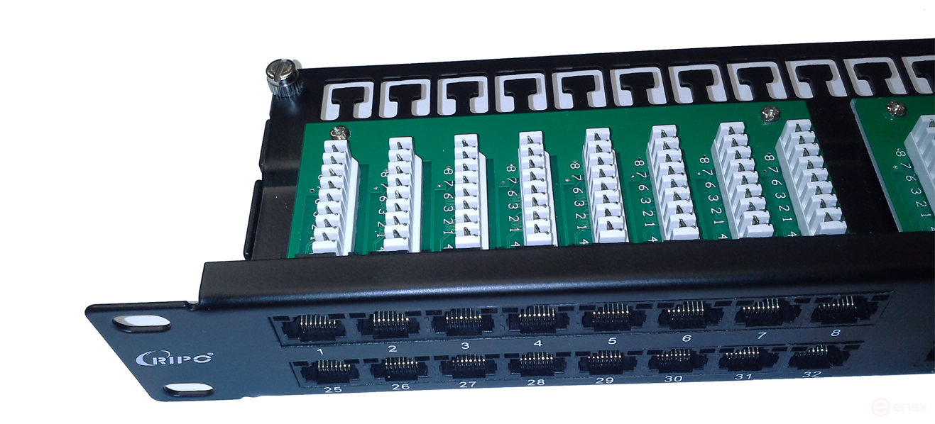 Патч-панель высокой плотности 19", 1U, 48 портов RJ45, категория 5е RIPO