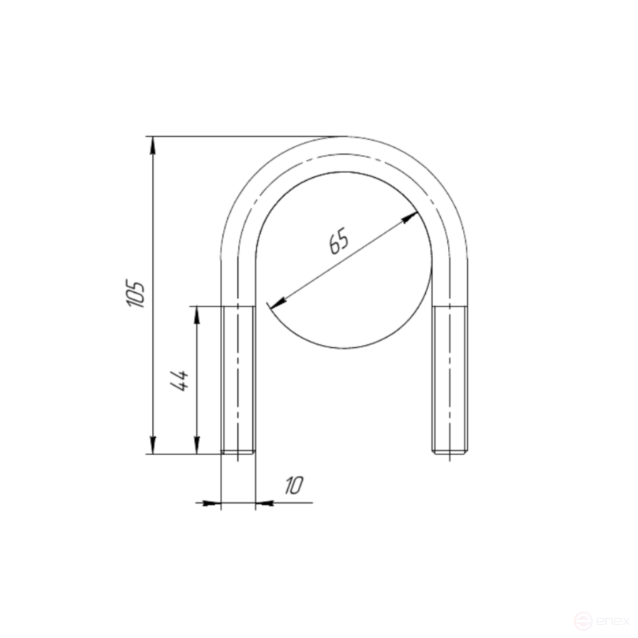 Керн Комплект хомут U образный гост 24137-80 м10х65 + 2 гайки + 2шайбы. Оцинкованный. 10 комплектов RKU00100652010