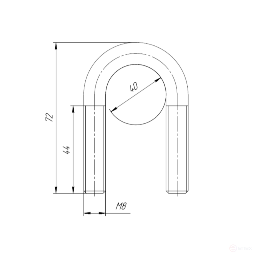 Керн Комплект хомут U образный гост 24137-80 м8х40 + 2 гайки + 2шайбы. Оцинкованный. 10 комплектов RKU00080402010