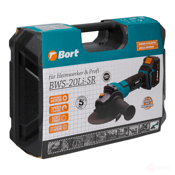 Машина шлифовальная угловая аккумуляторная BORT BWS-20Li-SR