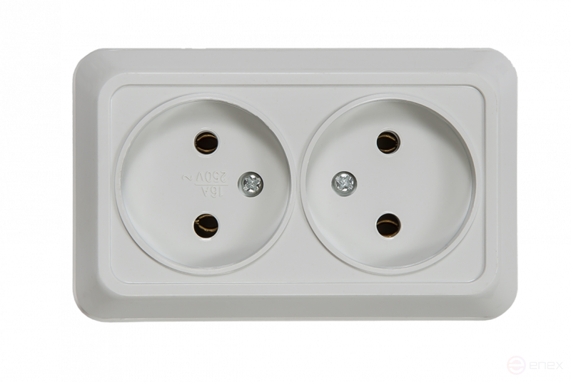 Розетка двойная BOLLETO белая накладная 7102 IN HOME