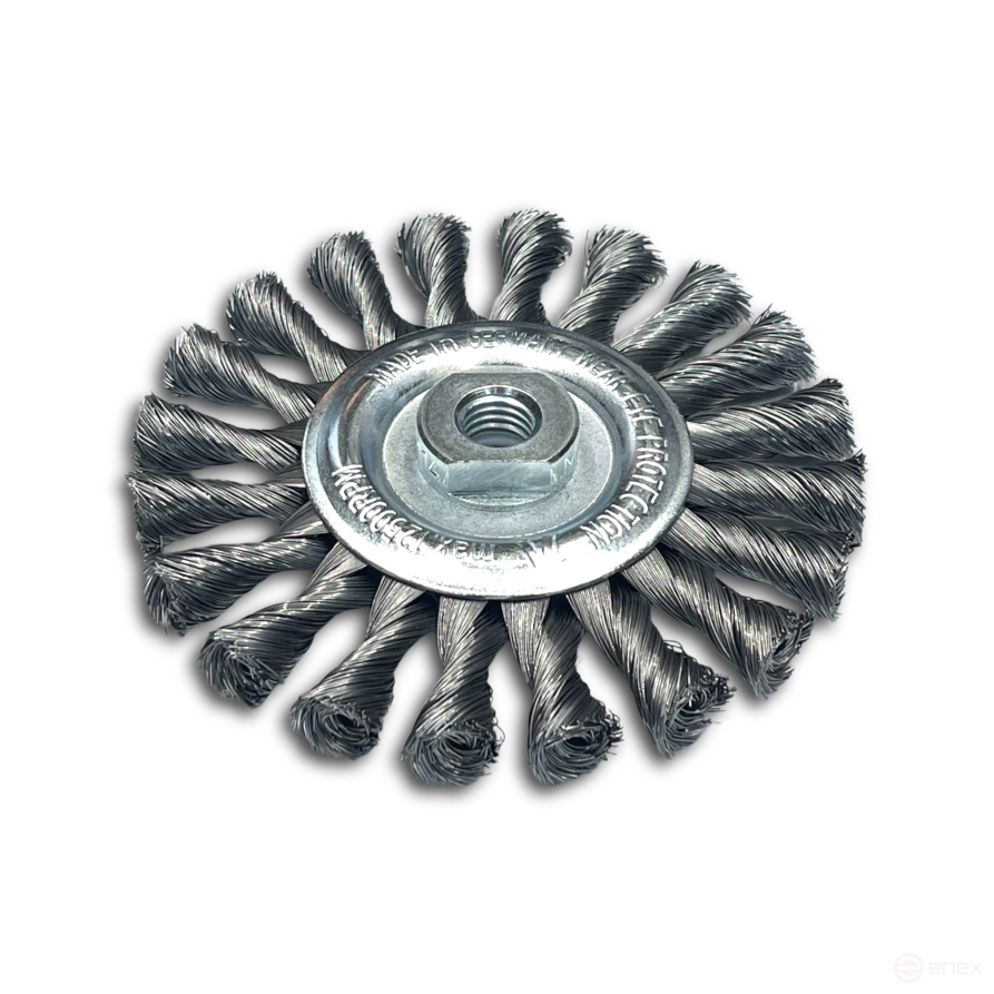 Disc brush harness, D125 mm, width 14 mm, 20 bundles, steel wire STH 0.35 mm, landing hole 22.2 mm