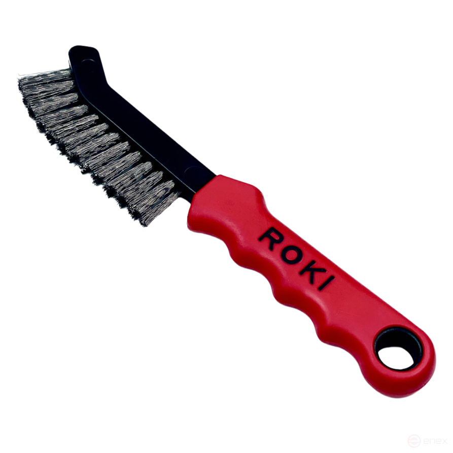 Щетка ручная для тормозных колодок, 2х12/13 рядная, 225х12/18 мм, стальная гофрированная проволока STA 0,30 мм, высота ворса 22 мм