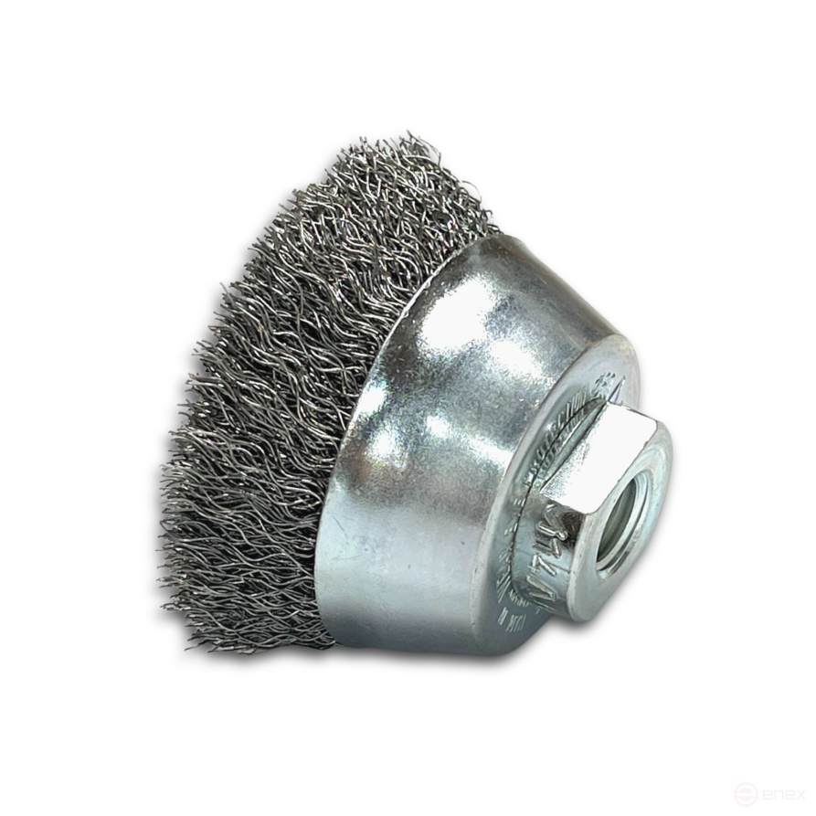 Corrugated cup brush, D65 mm, M14 fit, STA 0.50 mm corrugated steel wire