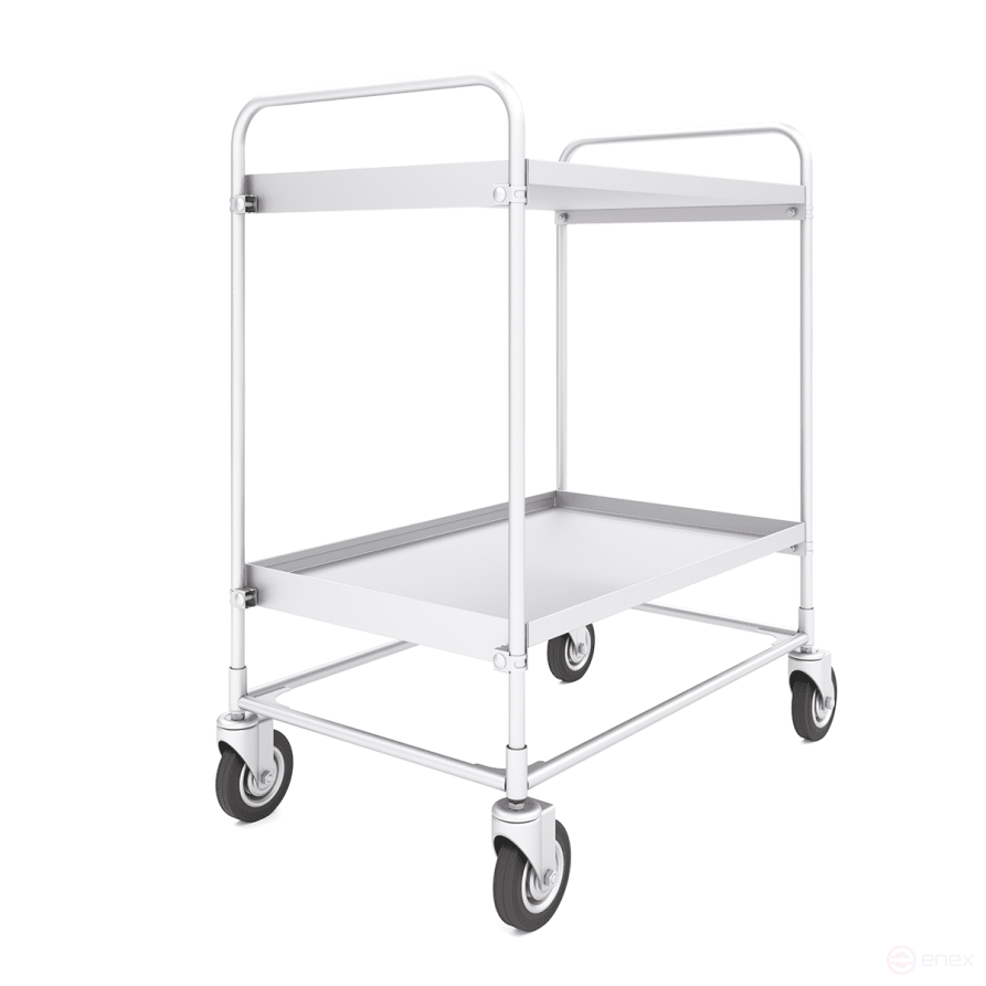 Two-tier service trolley made of stainless steel ST NJ 2 (600x900) bolted wheels d125.