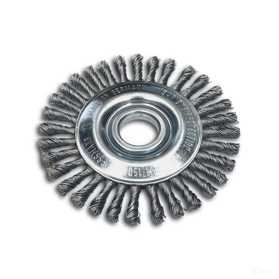 Щетка дисковая жгутовая, Д115 мм, ширина 6 мм, 39 жгута, стальная прямая проволока STH 0,50 мм, посадочное отверстие 22,2 мм
