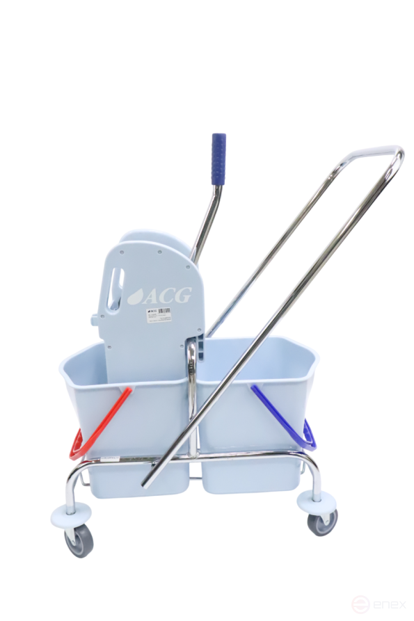 ACG Тележка ACG 2х25 л с отжимом ведра СЕРЫЕ база хром