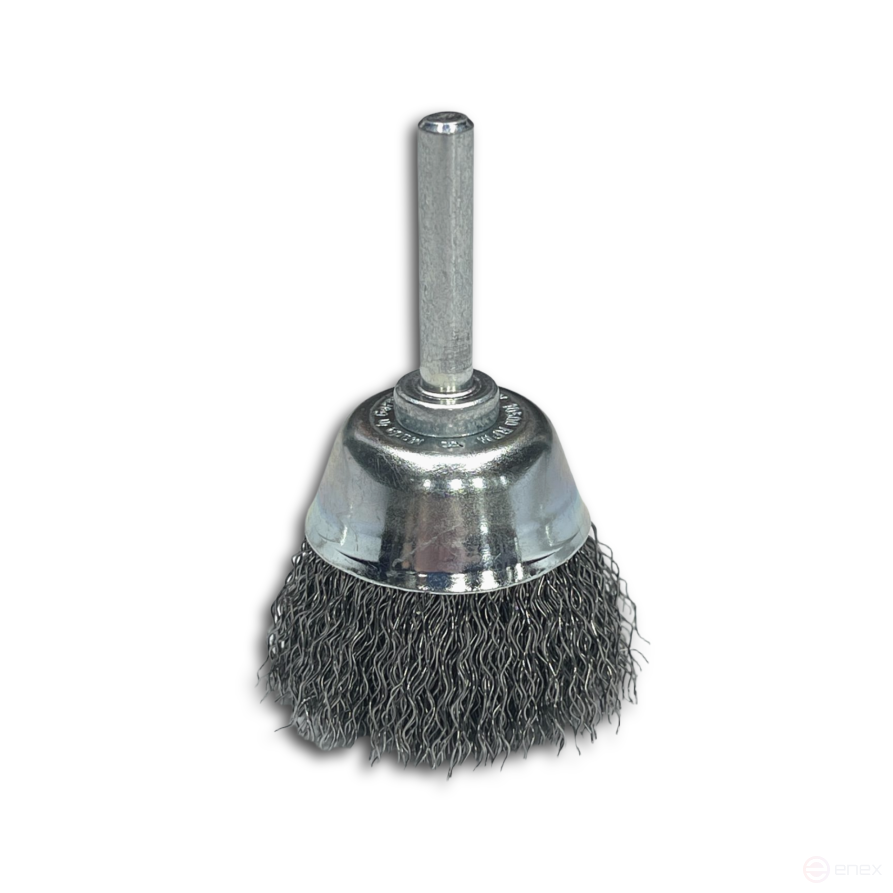 Щетка чашечная гофрированная, Д50 мм, хвостовик 6 мм, стальная гофрированная проволока STA 0,20 мм