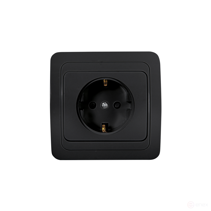 Розетка одинарная с заземлением CLASSICO черная 2028B IN HOME