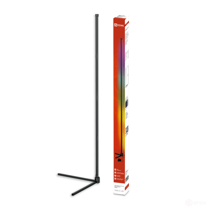 Светильник напольный светодиодный ТСО 01Ч 12Вт RGB, с пультом ДУ, с адаптером ЧЕРНЫЙ IN HOME