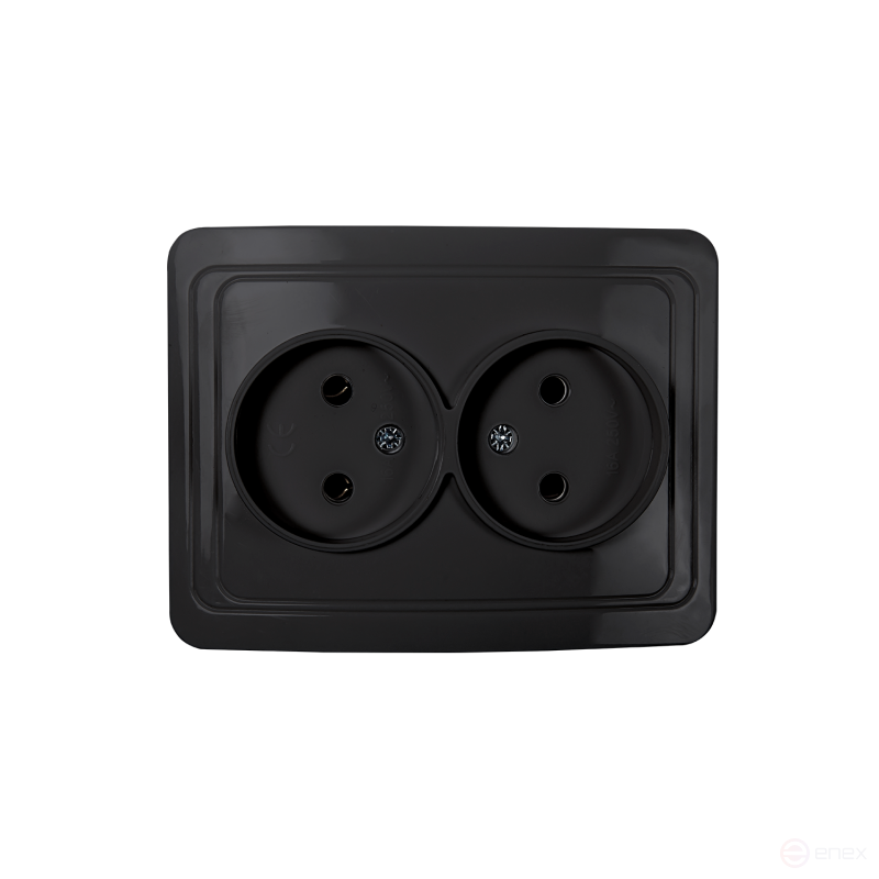 Розетка двойная CLASSICO черная 2102B IN HOME