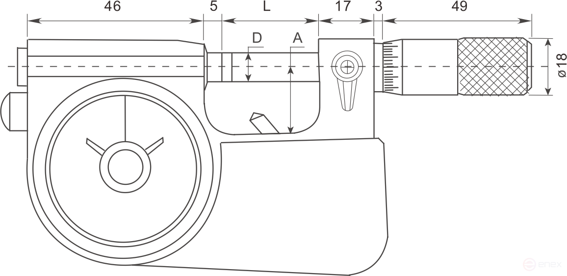 Микрометр рычажный, микровинт Ø8 мм; 0-25 мм; 0,001 мм