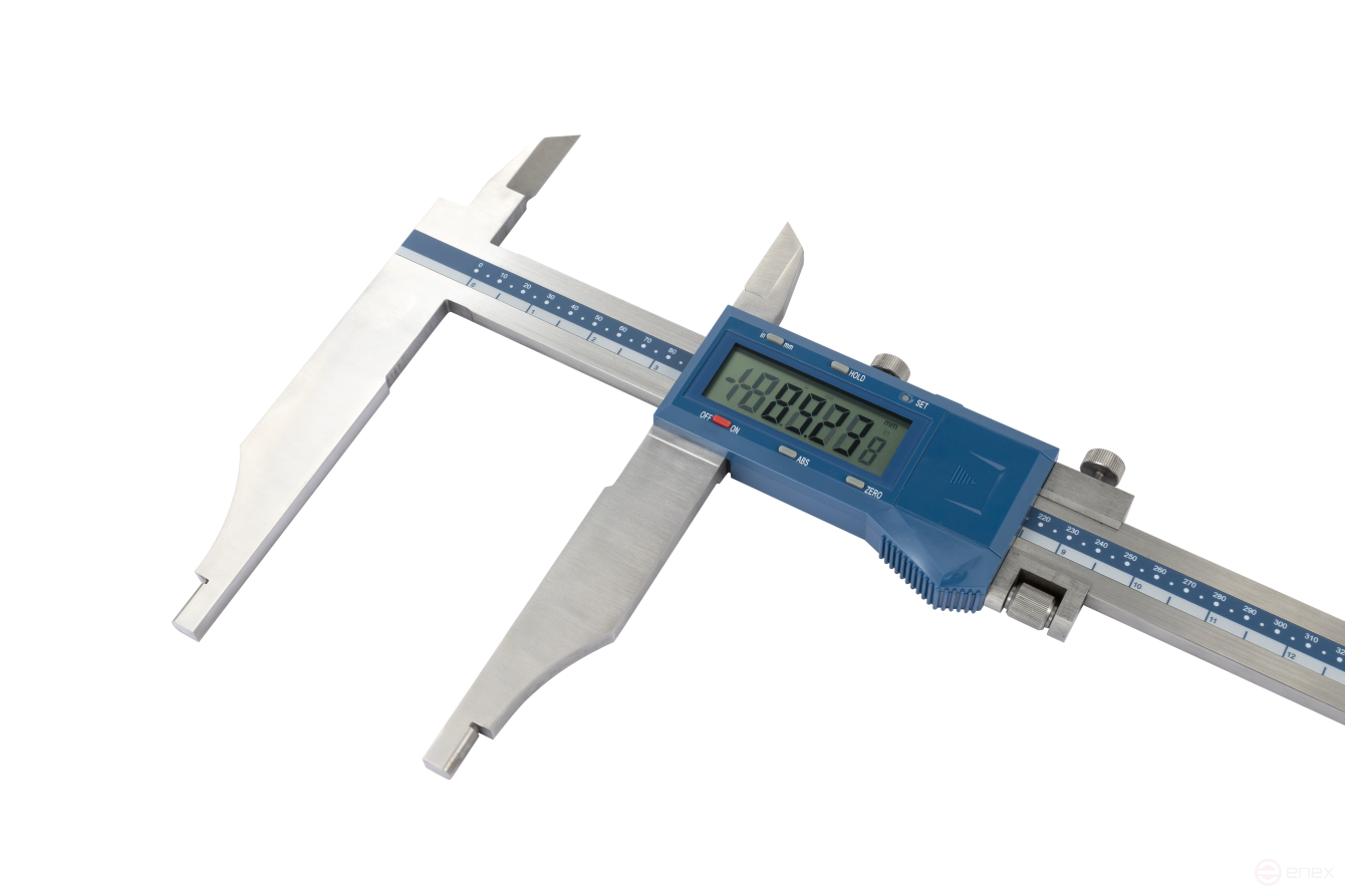 IP54 digital vernier caliper with reinforced construction, rounded and standard jaws, micro-feed 0-1000 mm/0-40"; 0.01mm/0.0005" sponge length 150 mm