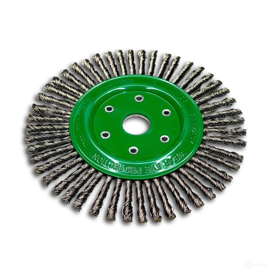 Щетка дисковая жгутовая, Д178 мм, ширина 6 мм, 48 жгутов, нержавеющая прямая проволока ROH 0,50 мм, посадочное отверстие 22,2 мм