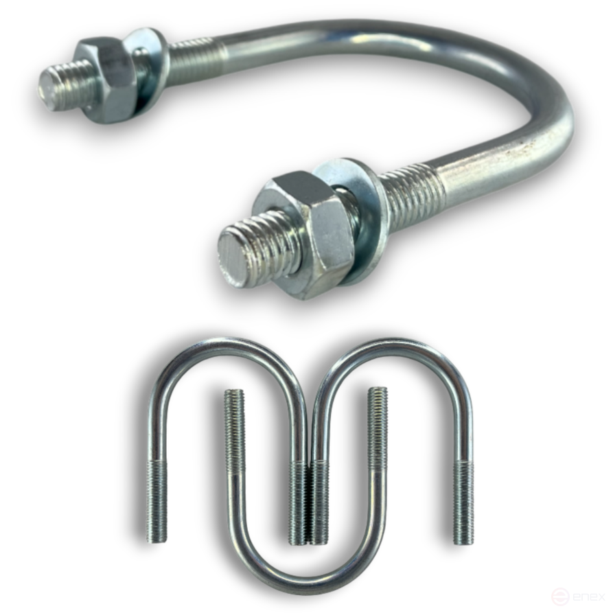 Керн Комплект хомут U образный гост 24137-80 м10х60 + 2 гайки + 2шайбы. Оцинкованный. 10 комплектов RKU00100602010