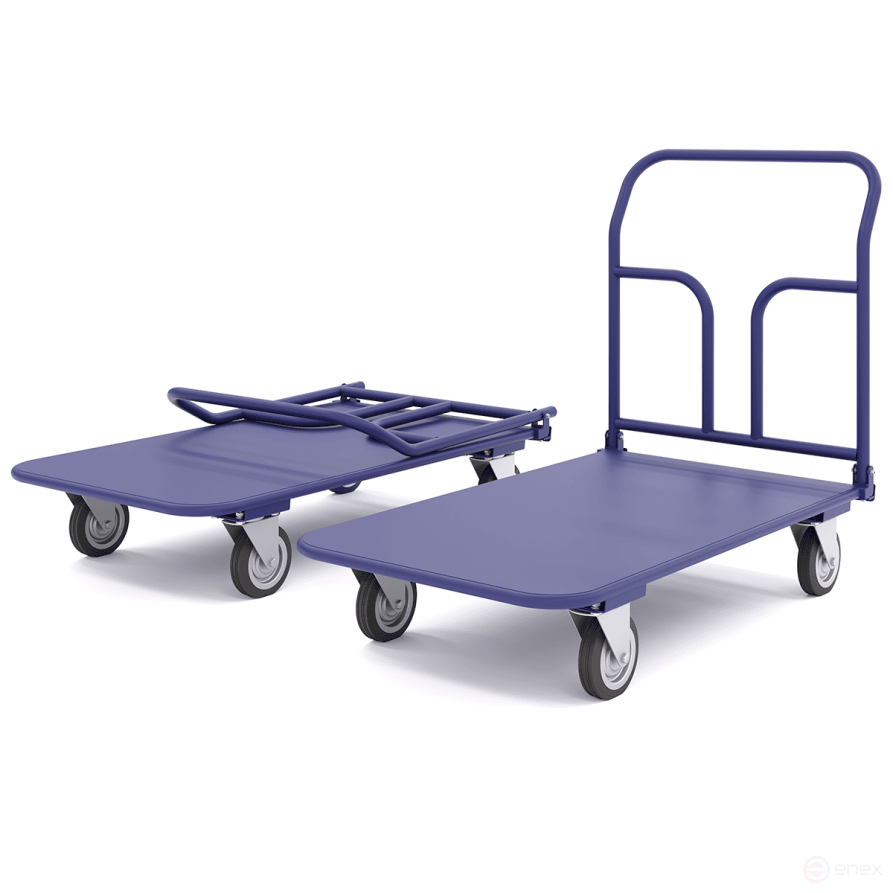 Trolley platform folding handle, pedal. TPSR 5 M (700x1200mm) wheels d160mm.