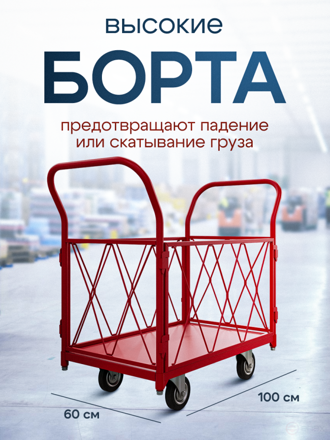 Тележка платформенная с бортами ТБ 3 RT (600х1000) колёса d 160