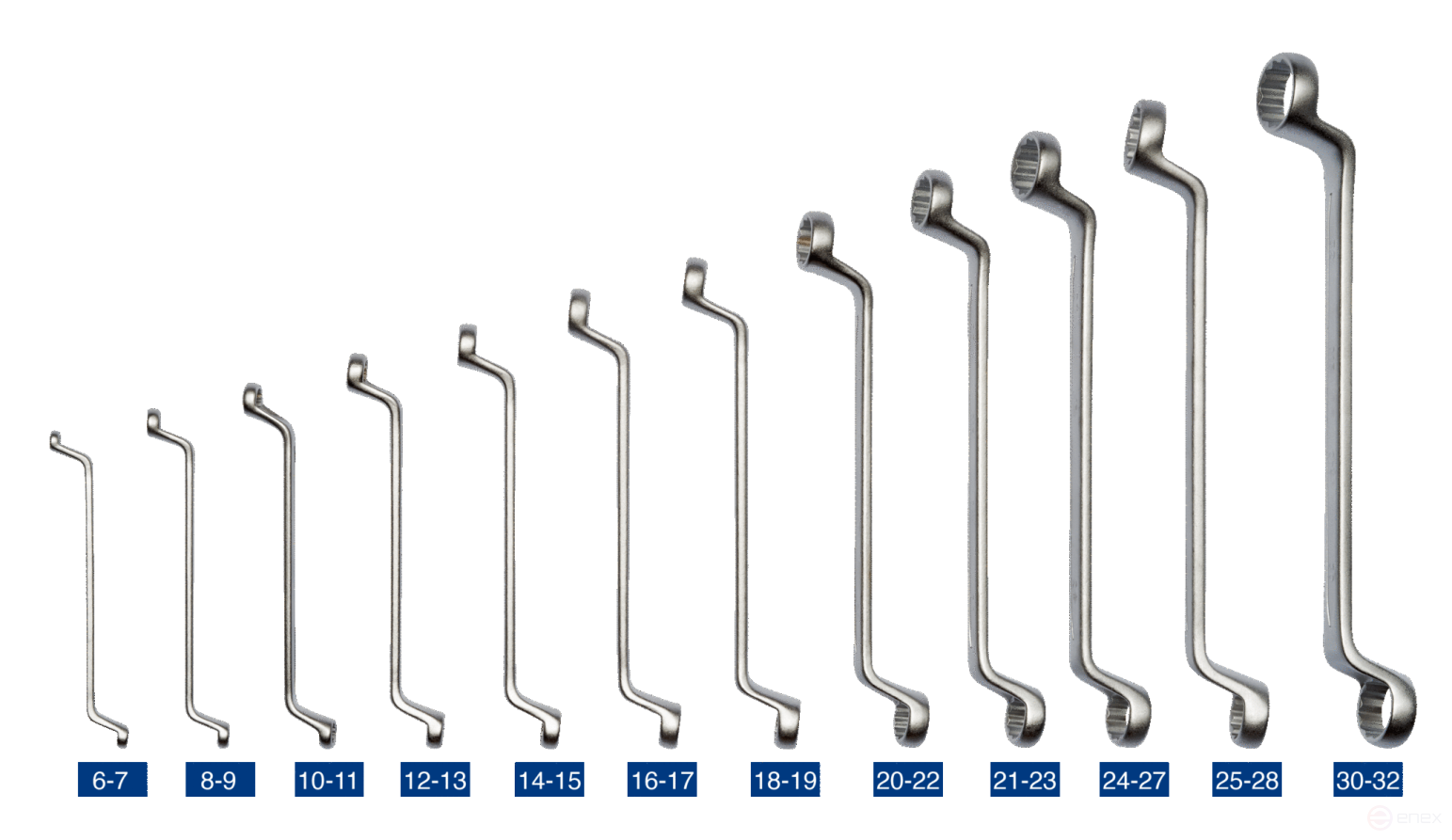 Набор двусторонних накидных гаечных ключей с изгибом, 12 шт. (6 - 32 мм), чехол
