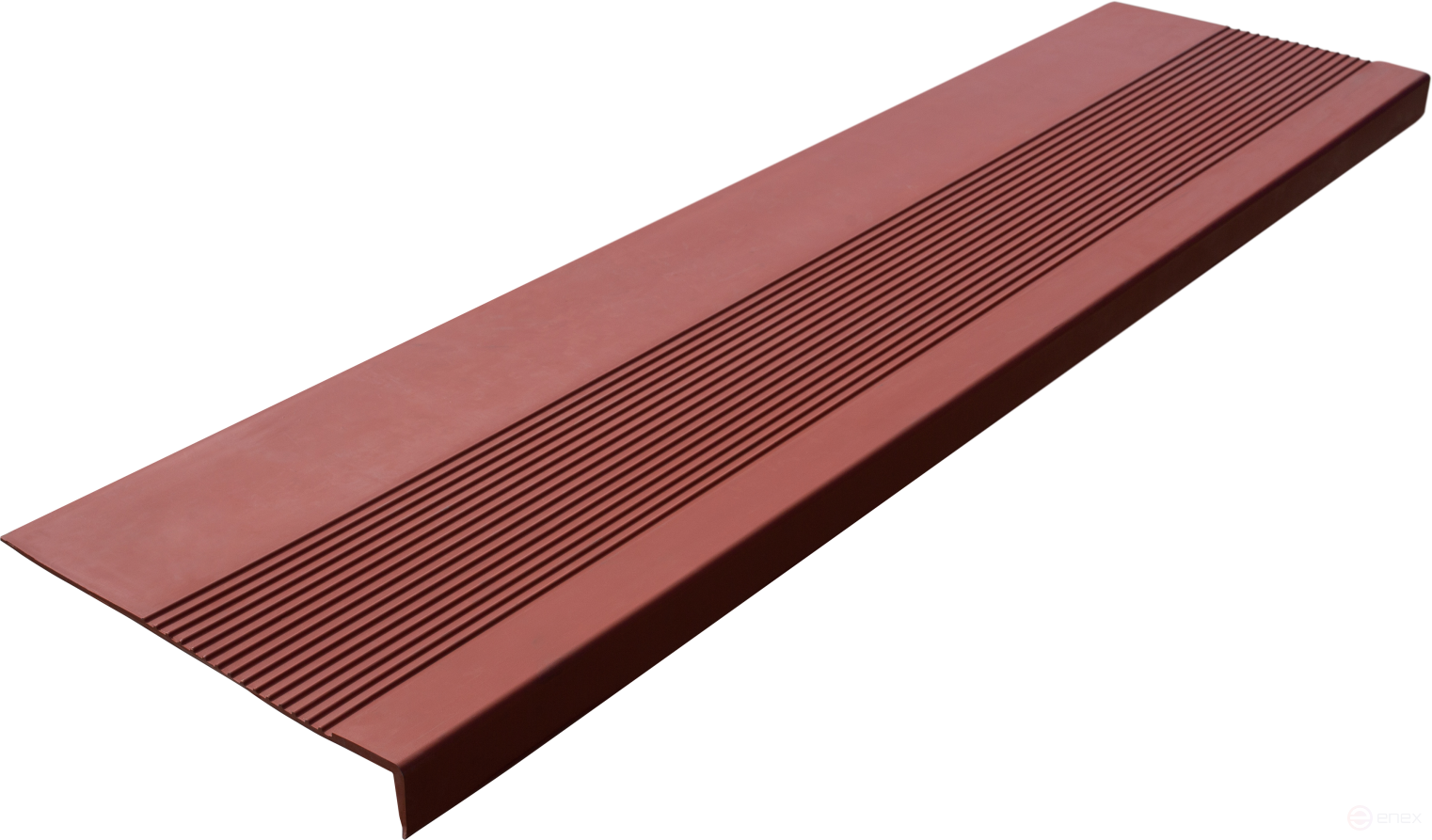 Накладка на ступень резиновая противоскользящая (Проступь) Удлиненная рифленая 1200x300x30 / цвет кирпич
