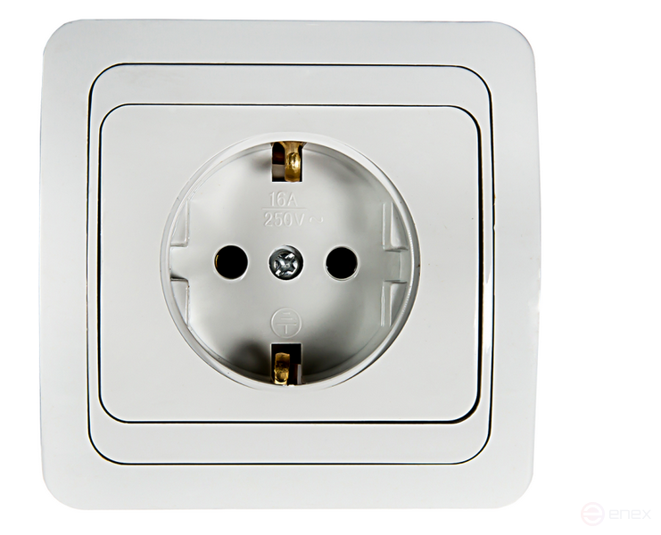 Розетка одинарная с заземлением CLASSICO белая 2028 IN HOME