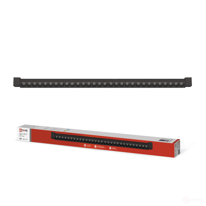 Светильник трековый линейный светодиодный поворотный LTR-02R-TL 50Вт 4000К 5000Лм 870мм IP40 24 градуса черный серии TOP-LINE IN HOME