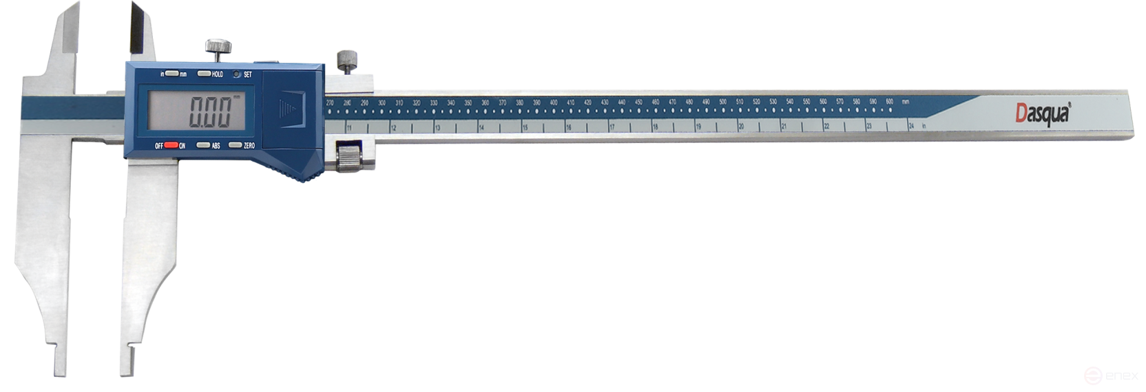 IP54 digital vernier caliper with reinforced construction, rounded and standard jaws, micro-feed 0-1000 mm/0-40"; 0.01mm/0.0005" sponge length 150 mm