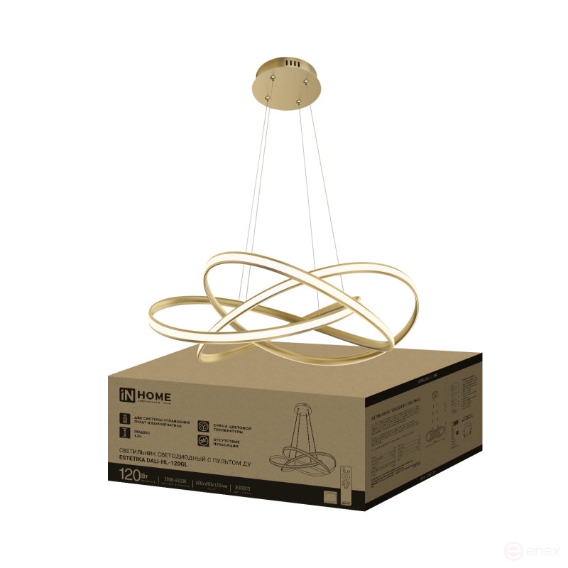 LED lamp ESTETIKA DALI-HL-120GL 120W 230V 3000-6500K 600x490x170mm 1.2m cable DN gold IN HOME