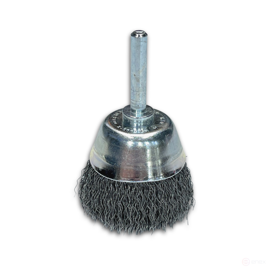 Corrugated cup brush, D50 mm, shank 6 mm, steel corrugated wire STA 0.30 mm