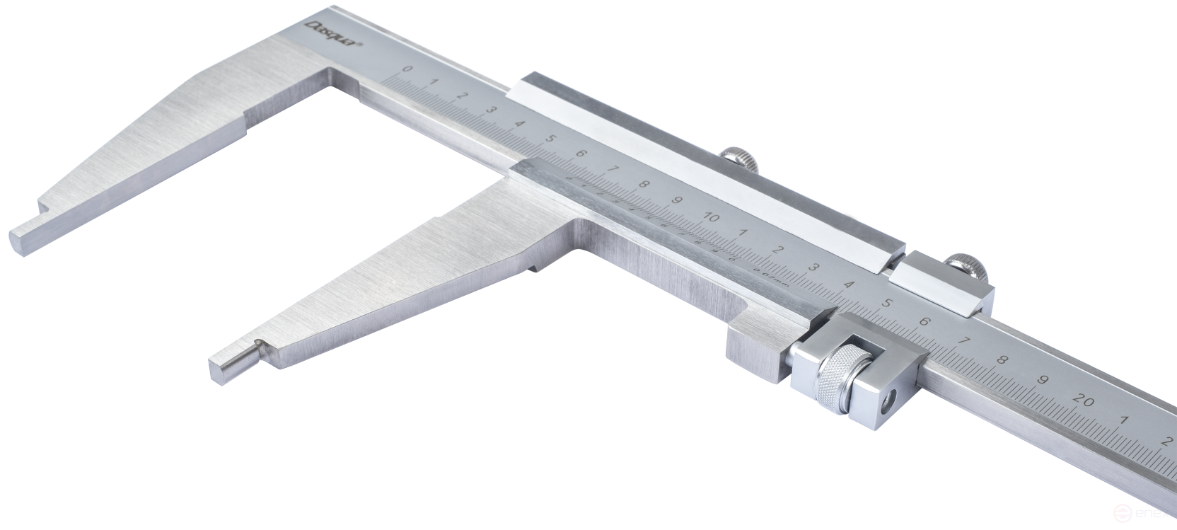 Vernier caliper with one-piece frame, rounded jaws and micro-feed 0-500 mm/0-20"; 0.02mm/0.001"; sponge length 100 mm