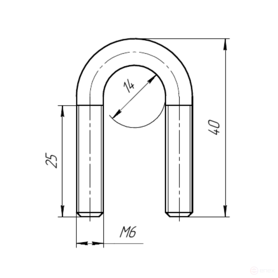 Керн Комплект хомут U образный гост 24137-80 м6х14 + 2 гайки + 2шайбы. Оцинкованный. 10 комплектов RKU00060142010