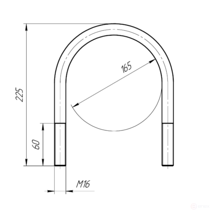 Керн Комплект хомут U образный гост 24137-80 м16х165 + 2 гайки + 2шайбы. Оцинкованный. 1 комплект RKU00161652001