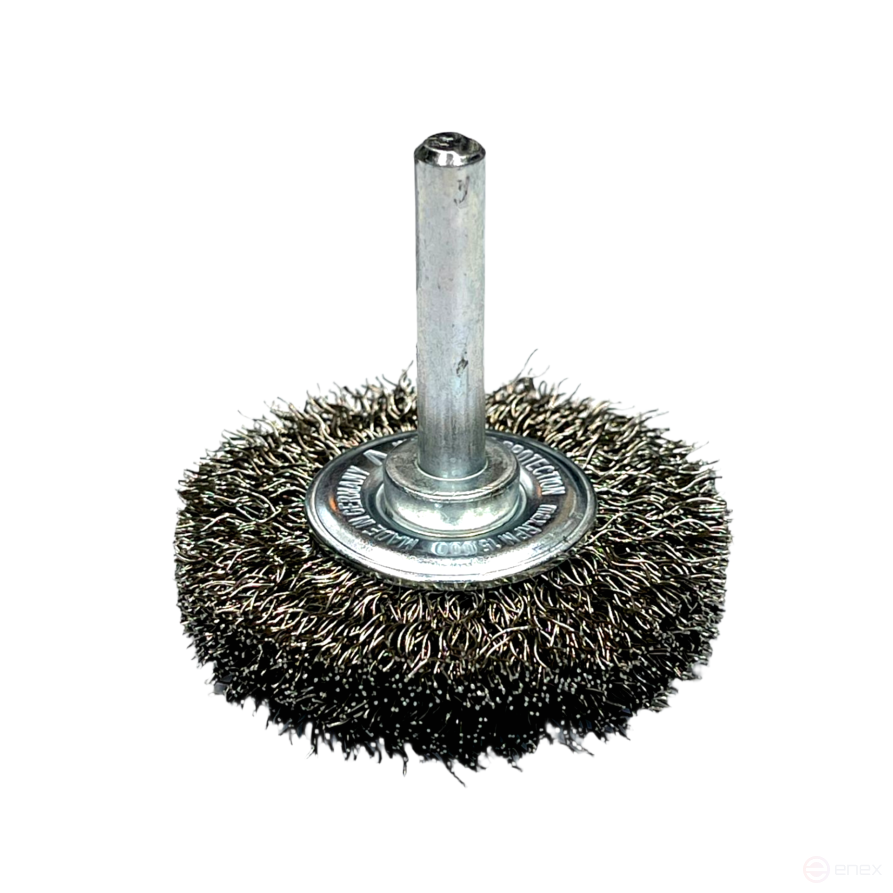 Щетка цилиндрическая гофрированная, Д50*11 мм, хвостовик 6 мм, нержавеющая гофрированная проволока RO4 0,20 мм