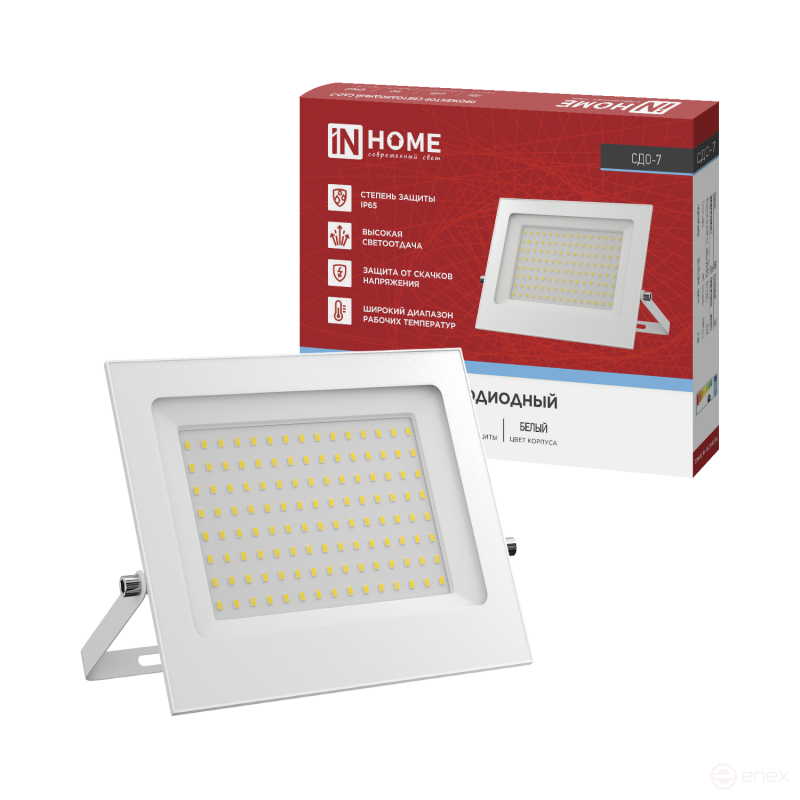 Прожектор светодиодный СДО-7 100Вт 230В 6500К IP65 белый IN HOME