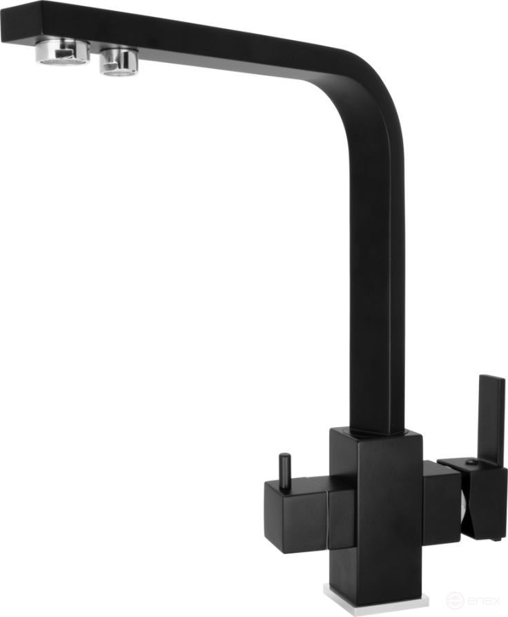 ABF-3KR-3H, Hybrid drinking faucet mixer, for ABF-TRIA and ABF-OSMO drinking systems, CHARCOAL series, 3 in 1, black color