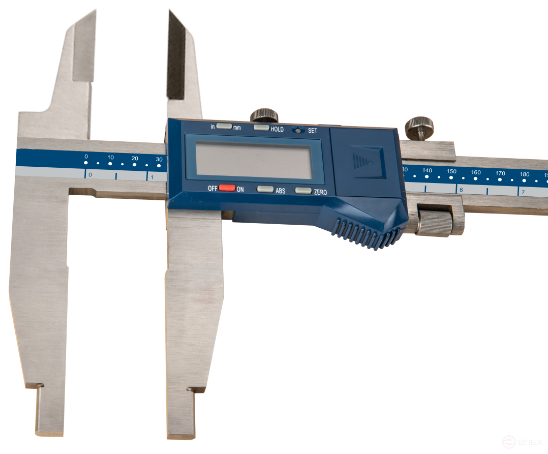 IP54 digital vernier caliper with reinforced construction, rounded and standard jaws, micro-feed 0-1000 mm/0-40"; 0.01mm/0.0005" sponge length 150 mm