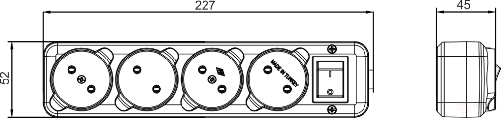 Plug NE-AD 4 sockets with switch, without grounding