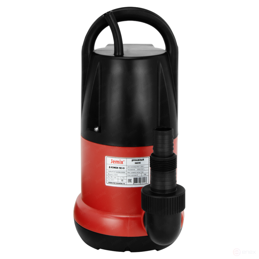D-COMBI-183-9, JEMIX drainage pump, built-in float, 750 W, output 183 l/min.